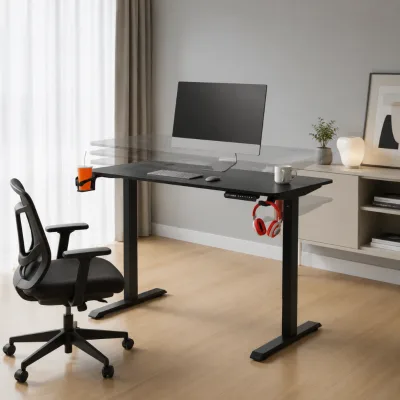 AOR Intelligent Lifting Office Desk E-sports Desk with Headphone Hook Cup Holder Electric Lifting 72-116cm Carbon Fiber Desktop