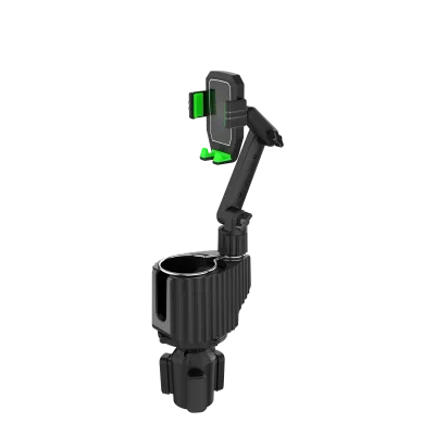 2-in-1 Multifunctional ABS Adjustable Height Car Cup Holder with Dual Water Bottle and Mobile Phone Holder