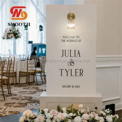 SMOOTH Rectangle White Backdrop Panel Wall  Acrylic PVC 3D Wedding Welcome Sign Acrylic Backdrop Stage Decoration