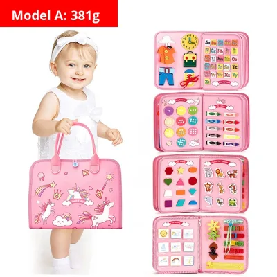 2025 New Eco-Friendly Felt Learning Board for Pink Montessori Early Education Puzzle Busy Board for Baby Cross-Border Amazon