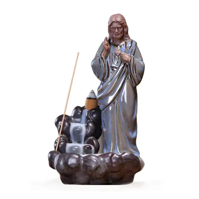ceramic jesus Backflow Incense Burner Handmade Handcrafted Incensee Burner for Office Home Decor Decorations