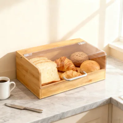 Transparent Eco-Friendly Bread Storage Box Large Capacity Multifunctional Kitchen Storage for Household Food Preservation