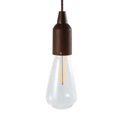 Portable Pull Cord Light, Bulb Hanging Lantern for Indoor Outdoor Camping, Adjustable Strap, Battery Operated