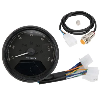 Motorcycle Speedometer LED MultiFunction Digital Indicator Dial Blue Backlit DC 12V