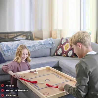 Hockey Game Wooden Board Game Two Player Interactive Catapult Ice Hockey Battle Tabletop Game Board