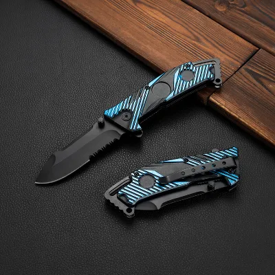 New Style Semi-automa Tically Open Pocket Knife Blade with Partial Serration
