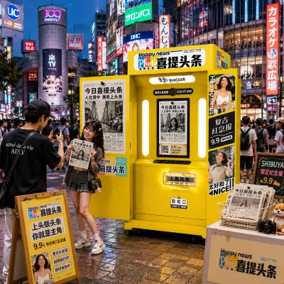 Headline Print Kiosk With Custom Logo Frame for Scenic Spot Souvenir Shop Newspaper Style Photo Booth