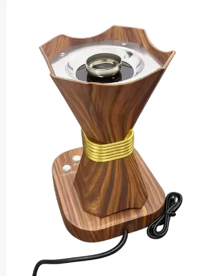Newest Luxury Wood Pattern Iron Electric Bakhoor Burner with Digital Timer Temperature Control for Arabic Oud Incense Home Hotel