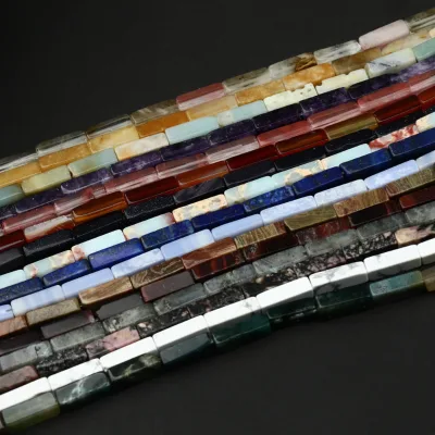 4*13mm Rectangular Natural Stone Square Shape Green Aventurine Black Labradorite Gemstone Loose Bead for Making Necklace Earring