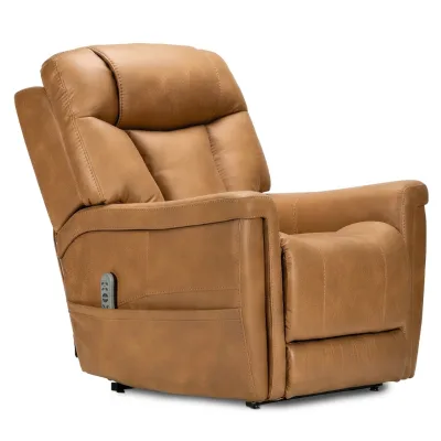 Brown Quad Motor Lift Recliner with Full Adjustability Supportive Contoured Seat and Padded Armrest Design