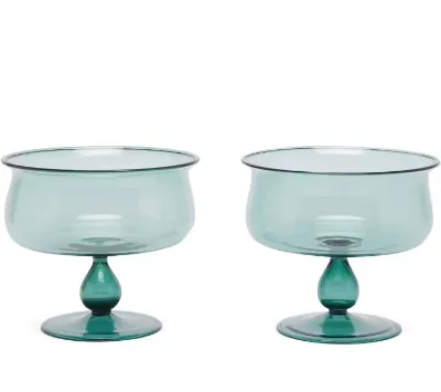 Custom Made Italy Style Colored Hand Blown Borosilicate Glass Dessert Glasses