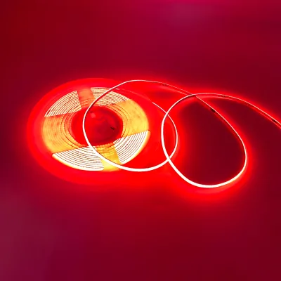 Red 3mm Width 400leds/m Flexible Cob Led Strip RA>90 High Cri for Car Ambient Lighting