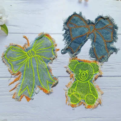 Newest Fashion Bows Denim Patches Bear Heart butterfly Individuality Multi Design Embroidery Patch Personality for Jeans