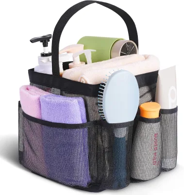 Mesh Shower Caddy Portable Eco-Friendly Durable American Style Dorm Room Essentials 9-Pocket Large Capacity for Beach Swimming