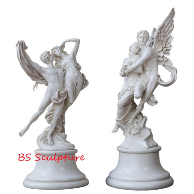 Quyang Western Figure Statue Life Size White Marble Nude Love Couple Statue Stone Nude Lady with Man Sculpture