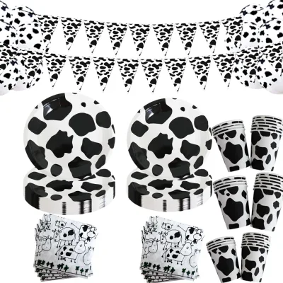 Black Dog Paw Theme Kids Birthday Party Supplies Paper Plates Birthday Banner Decorations Baby Shower Party Tableware