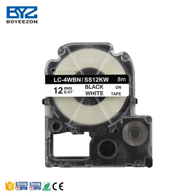 Free Sample Compatible EP Label LW-300, LW-400,LW-600P and LW-700 12mm Black on White SS12KW Label Tape