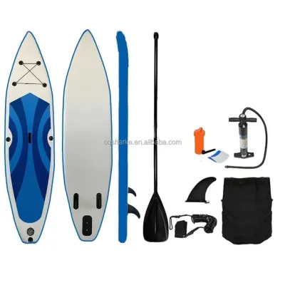 Customizable Logo Blue Curved Style Stand-Up Paddleboard Soft Surfboard Accessory Kit for Water Entertainment Seawater Sports