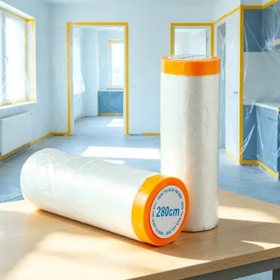 PE Pre Taped Masking Film Disposable Drop Cloth Painting Tool for Home Renovation Furniture Floor Protection