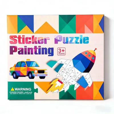 Geometric Mosaic Sticker Puzzle Painting Kit Number-guided DIY Craft Set for Early Educational Activity