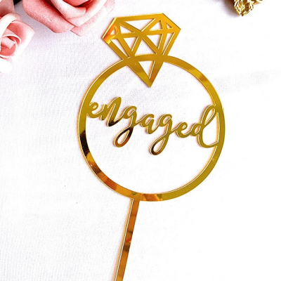 2023 Wedding Anniversary Party Supplies Gold Love Heart Decoration Engaged Mr Mrs Cake Toppers