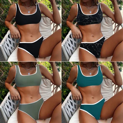 2025 Trendy High-Waisted Split Bikini Sets with Triangle Tops Versatile Beach-to-Pool Swimwear and Cover Ups