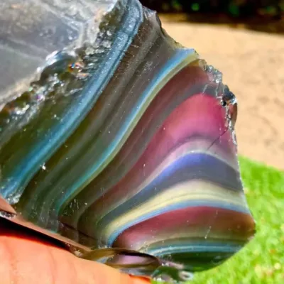 Wholesale Rainbow Obsidian Slice Natural Colorful Obsidian Slab Hand Polished Crystal Stone Home Office Desk Decoration