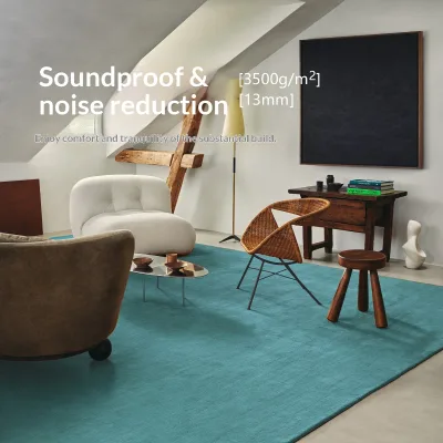 Retro Nordic Style Pure Blue Handmade Designer Custom Medieval Light Luxury Polyester Fiber Hand-woven Carpet for Living Room