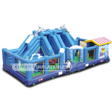Commercial All-in-One Sports Arena Inflatable Castle Fun City Cheer Amusement With Slide Games & Inflatable Sports Field