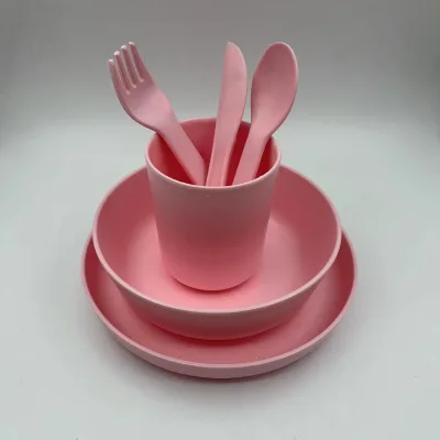 pink Color High Quality Bamboo Fiber Kids Tablewares