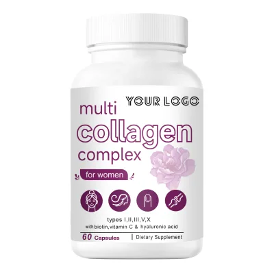 Factory Supply OEM Collagen Peptides Capsules with Hyaluronic Acid Biotin Vitamin C Multi Collagen Skin Whitening Capsules