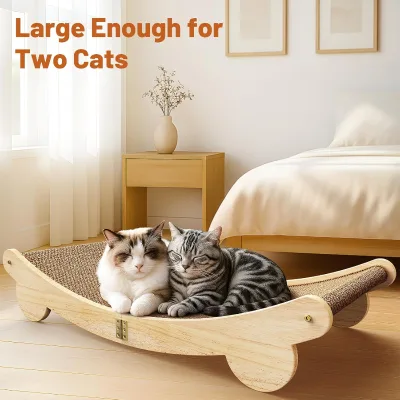 Multifunctional Cat Scratcher Lounge Made of Quality Oak Wood for Two Cats to Scratch Rest and Relax