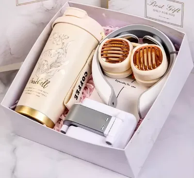 Kits Birthday Mug Plastic Fan Set Marketing Gift Set Box for Men and Women Advertisement Promotional Gift