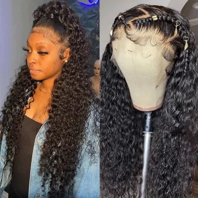 Hot African Black Midsection Small Roll Women's Long Curly Hair Before the Lace Full Head