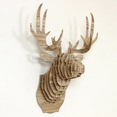 Carved Deer Head DIY Wall Mounted Decoration