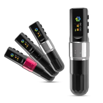 Wireless Electric Tattoo Machine Coreless Motor High-Speed 10000 RPM Adjustable Stroke OLED Display RCA Double Batteries
