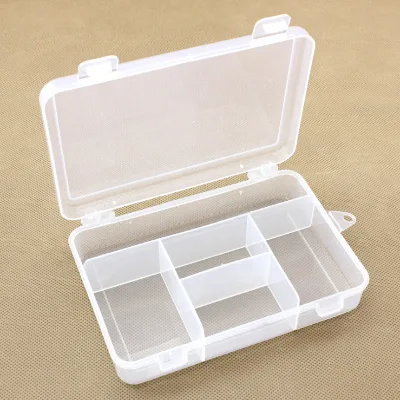 GREENSIDE 5-grid Double-buckle Transparent Plastic Storage Box Hardware Jewelry Box D111 Model 14.3x10cm Capacity