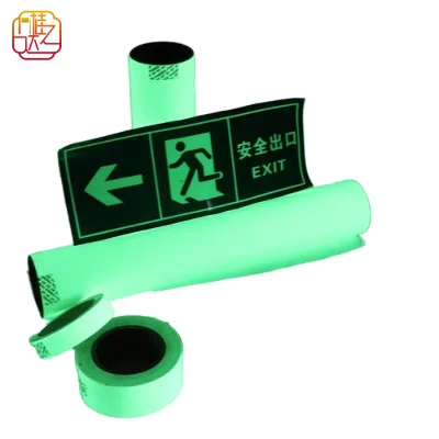 Self Luminous Photoluminescent Roll, Glow in the Dark Exit Safety Sign Sticker Material for Fire Escape Emergency Marking