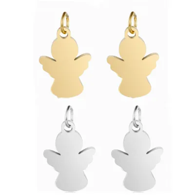 Stainless Steel Metal Mirror-polished Angel Shape Pendant for Necklace Angel Charms for Bracelet Making