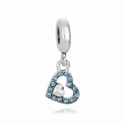 Hot Selling Jewelry With Diamond Studded Heart Pendant Creative DIY Necklace Pendant Alloy Bead Bracelet