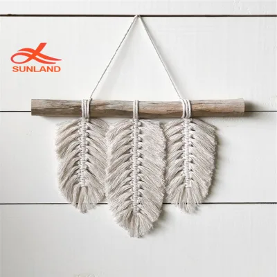 W1612 Macrame Home Decor Feathers Small Wall Hanging