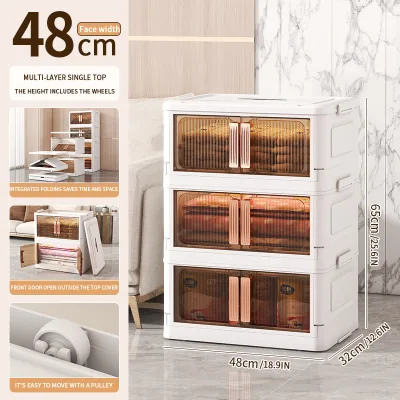 Wholesale Collapsible Plastic Storage Cabinet Dustproof Installation-Free Space-Saving Folding Plastic Storage Box