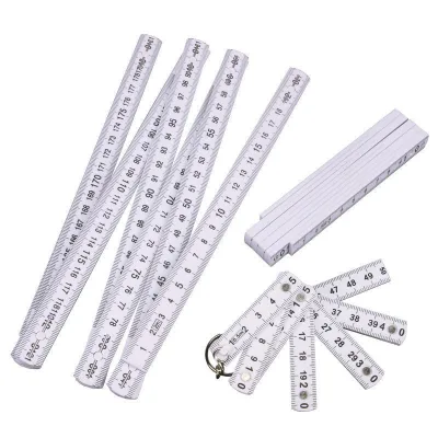 ABS Material Carpenter's Folding Rule Lightweight Composite Construction Ruler with Easy-Read Inch Fractions - 6.5ft / 2m