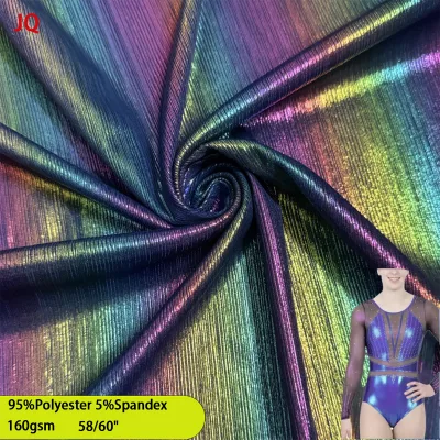 Stretch Waterproof Colorful Beauty Strip Thin Foil Pit Draw Fine Pattern Dance Women's Clothing Fabric Spandex/Polyester