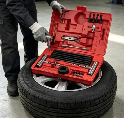 Off Road Tubeless Tyre Repair Kit Portable Carry Case Plug Tools for Jeep UTV ATV Outdoor Travel
