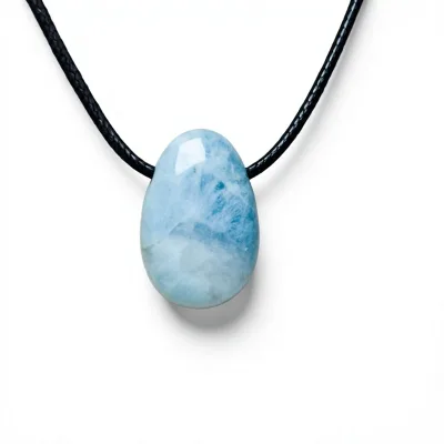 30mm Natural Aquamarine Pear Cut Pendant with Drilled Stone Hole for Healing Jewelry Blue Crystal Gift Unisex