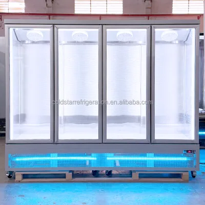 Supermarket Refrigeration Equipment 4 Glass Doors Cold Storage Room Display Walk in Cooler Freezer