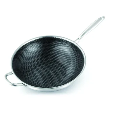 High Quality Honeycomb Non-stick Stainless Steel Frying Pan Glass Cover Large Kitchen Tool for Soup Pots for Gas Induction