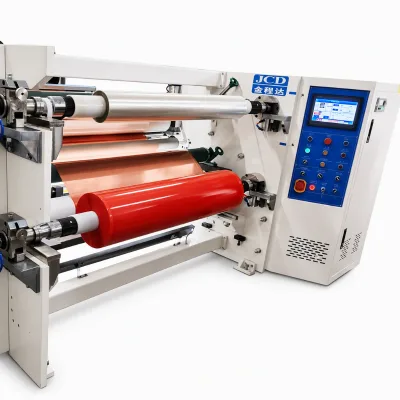 JCD Automatic Tension Control High Speed 5HP Air Shaft Rewinding Machine VHB Double Side BOPP Tape Jumbo Roll Rewinder Long