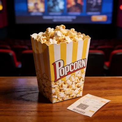 Factory Custom Printed logo Popcorn Packaging Boxes Kraft White Paper Square Bottom Disposable Popcorn Box